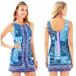 Lilly Pulitzer Mila Shift Dress Leied Back Blue Size 2